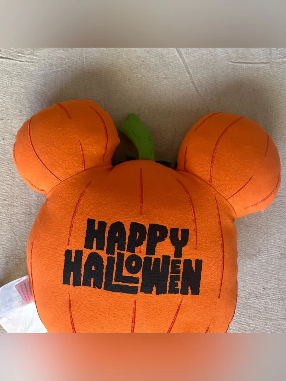 Disney Parks Halloween 2022 Mickey Pumpkin Pillow Jack-O-Lantern Orange Plush